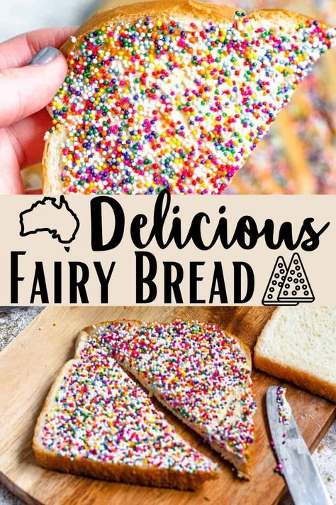 Fairy Bread is an Australian dessert treat made with bread, margarine and sprinkles. It is served on birthdays and is a favorite among the children in the country! Australian Snacks, Australian Party, Australian Desserts, Fairy Bread, Around The World Food, Store Bought Cake, Australian Food, Birthday Desserts, Tmnt Turtles