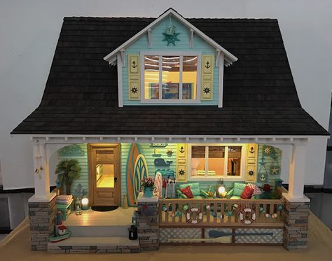 My Miniature Madness Beachside Bungalow Dollhouse Interior, Beach Dollhouse, Folkart Chalk Paint, Miniature Beach Scene, Real Good Toys, Beachside Bungalow, New House Announcement, Dollhouse Tutorials, Miniature Projects