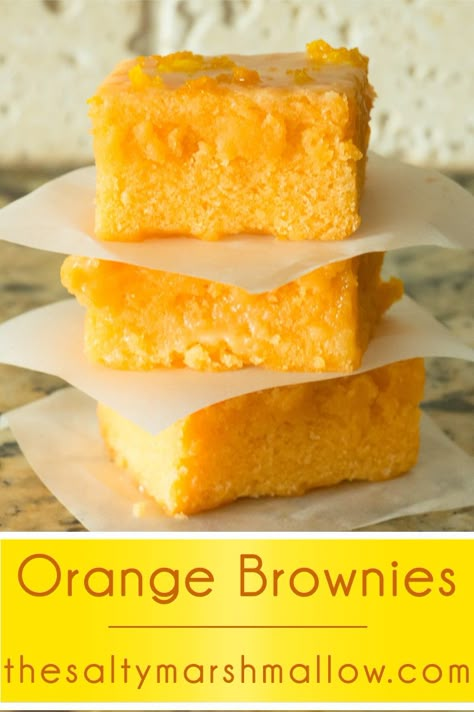 These orange brownies are an incredibly easy recipe – glazed, moist, chewy, fudgy brownies!  All of the brownie texture we love to sink our teeth into with yummy orange flavor taking the place of traditional chocolate! Follow me on Pinterest and find me on Instagram and my Facebook page! Ok, before we get started on...Read More » Orange Brownies, Orange Dessert, Cake Brownie, Authentic Mexican Recipes, Biscuits Diététiques, Resep Brownies, Chewy Brownies, Fudgy Brownies, Orange Cake