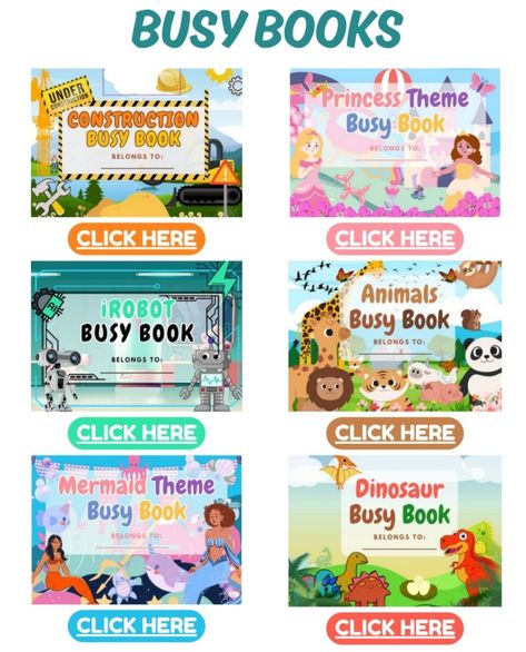 Busy Book Bundle ✅ 6 themes (64 pages per theme, except Princess -21 pages only) Digital Busy Book, Mermaid Busy Book, Dinosaur Busy Book, Interesting Facts About Me, Busy Books, Fun Facts About Yourself, Princess Theme, Educational Books, Mermaid Theme