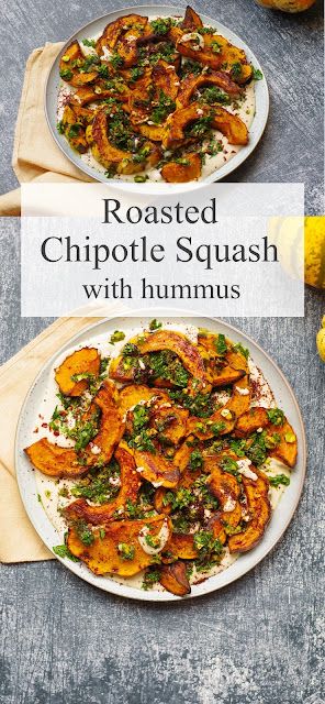 Roasted Chipotle Squash with Hummus |Euphoric Vegan Carnival Squash Recipes, Squash Recipes Roasted, Carnival Squash, White Bean Hummus, Chipotle Paste, Bean Hummus, Roasted Pumpkin, Roasted Squash, Roast Pumpkin