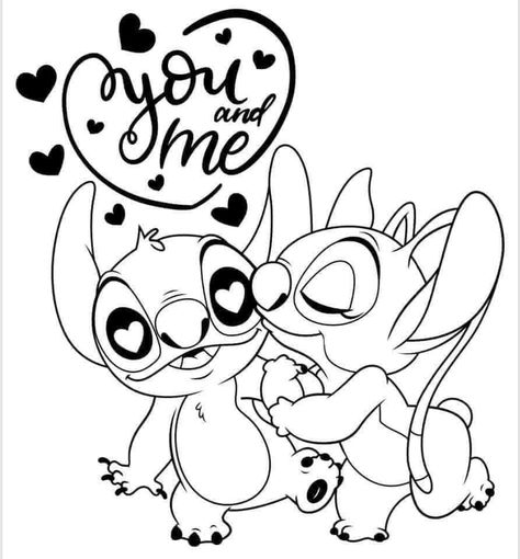 Stitch And Angel Coloring Pages, Stitch Coloring, Lilo En Stitch, Earth Day Coloring Pages, Angel Coloring Pages, Stitch Coloring Pages, Lilo And Stitch Drawings, Valentine Coloring Pages, Valentines Day Coloring