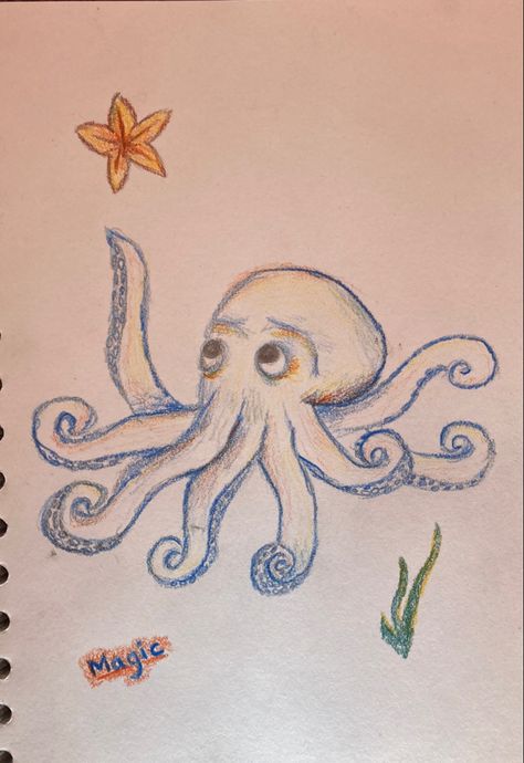 Drawing Of An Octopus, Sealife Drawing Simple, Drawing Octopus Simple, Cute Octopus Drawing Easy, Drawing An Octopus, Whale Drawing Pencil, Underwater Drawing Easy, Sea Life Drawings Easy, Octopus Easy Drawing