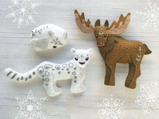 littledear - Etsy Felt Moose, Three Animals, Felt Sewing, Felt Animal Patterns, Baby Mobiles, Animal Sewing Patterns, Embroidery Sampler, Winter Animals, Arctic Fox