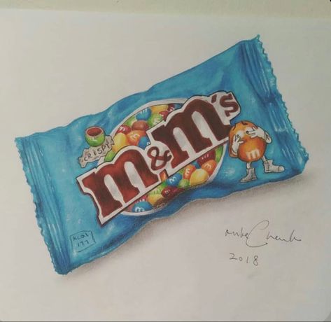 Sweets Drawing Realistic, M And M Drawing, M&m Drawings Candy, Sweet Drawings Candy, Things To Draw Colored Pencil, Candy Art Drawing, Prismacolor References, Marcello Barenghi, Sweets Art