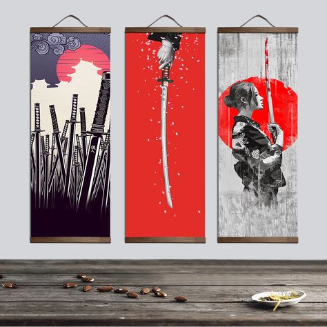 Japanese Ukiyoe for canvas posters and prints decoration painting wall art home decor with solid wood hanging scroll|painting wall|wall art paintingwall painting - AliExpress Japan Lamp, Gamer Ideas, Tiger Canvas, Vintage Cartoons, Japanese Wall, Japanese Samurai, Hur Man Målar, Samurai Art, Art Japonais