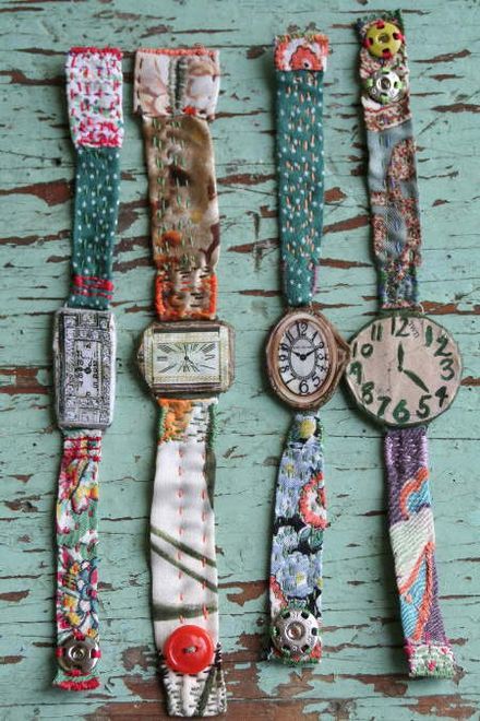 Fabric Stash Buster, Old Watches, Textile Jewelry, Diy Schmuck, Bijoux Diy, Fabric Jewelry, Shibori, Fabric Scraps, Diy Fashion