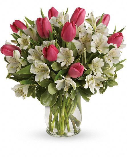 alstroemeria flower arrangements - Google Search More Tulpen Arrangements, Alstroemeria Bouquet, Pink Tulips Bouquet, Valentine Flower Arrangements, Spring Romance, Easter Flower Arrangements, Tulips Arrangement, Spring Flower Arrangements, Anniversary Flowers