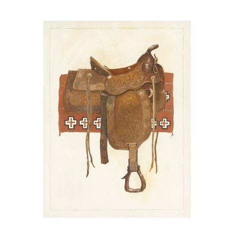 Avery Tillmon 'Western Saddle I Light' Canvas Art - Walmart.com Western Nursery, Lighted Canvas Art, Western Prints, Light Wall Art, Black Framed Wall Art, Horse Wall Art, Cowboy Art, Western Saddle, Lighted Canvas