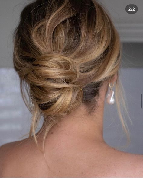 Undone Low Bun, Loose Side Bun, Low Bun Wedding Hair Short, Mid Head Bun, Textured Low Bun, French Roll Hairstyle, Low Bun Wedding Hair, Bridesmaid Hair Makeup, Wedding Hair Up