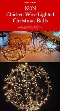 How to make a NON CHICKEN WIRE lighted Christmas Ball - Redeem You Ground | RYGblog.com Christmas Light Balls Outside Diy, Chicken Wire Balls With Lights, Diy Light Balls Christmas, Diy Outdoor Christmas Ball Lights, Chicken Wire Christmas Balls, Light Balls Diy, Lighted Christmas Balls, Grinch Play, Christmas Light Balls