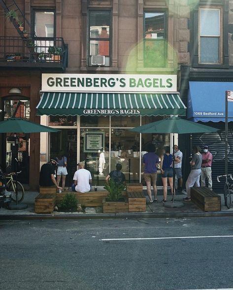 Vintage Cafe Exterior Design, Coffee Shop Aesthetic Exterior, Bagel Shop Design, Cafe Aesthetic Exterior, Cafe Store Front Aesthetic, Cafe Aesthetic Korean Exterior, Healthy Food Shop, Storefront Signage, Breakfast Cafe