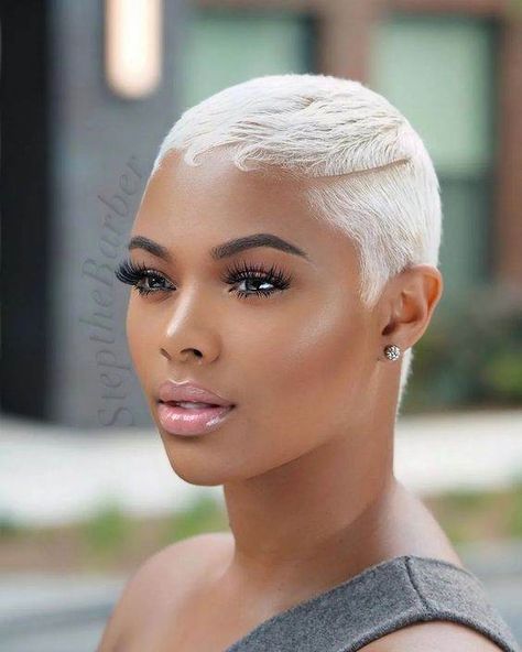 27 Platinum Blonde Hairstyles Too Pretty To Resist Platinum Blonde Short Hair Black Women, Short Blonde Natural Hair Black Women, Short Platinum Blonde Hair Black Women, Platinum Blonde Hair Black Women, Curly Hairstyles For Boys, Blonde Pixie Haircut Black Women, Hairstyles For Boys, Short Platinum Blonde Hair, Natural Haircuts