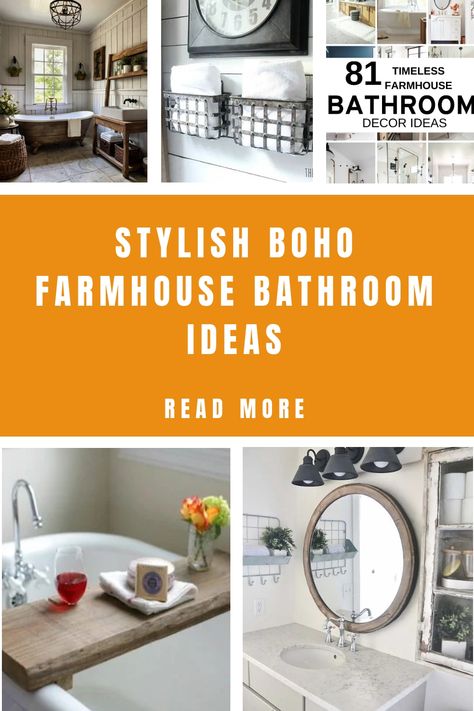 Stylish Boho farmhouse bathroom decor ideas with rustic elements and modern touches. Boho Farmhouse Small Bathroom, Boho Farmhouse Bathroom Ideas, Boho Bathroom Remodel, Colorful Boho Bathroom, Boho Farmhouse Bathroom, Western Boho Bathroom, Bathroom Ideas For Small Spaces, Farmhouse Powder Room, Chevron Shower Curtain