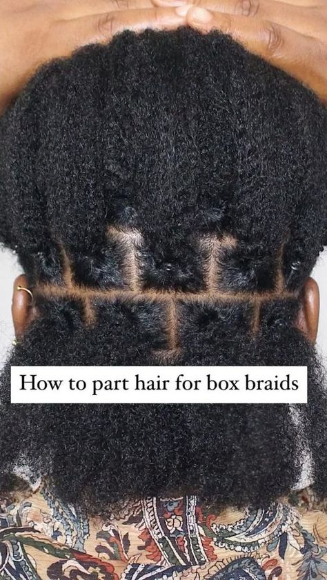 Parting Natural Hair For Braids, Box Parts Box Braids, Parting Hair Tips For Twist, How To Part Your Own Hair For Braids, Braiding Your Own Hair Tutorials, How To Part My Own Hair For Braids, Self Parting Hair, Parting Hair For Passion Twist, Mini Twists Natural Hair Parting