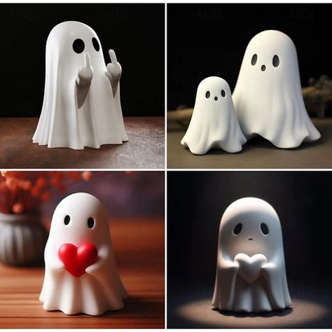 Halloween Cute Ghost Figurine - Middle Finger Spooky Resin Ghost Statue, Cute Ghost Decor for Halloween Decorations, Porch and Indoor Spooky Home Decor 10x10x10cm 2024 - GBP £9 Ghoul Gang, Spooky Home Decor, Casa Halloween, Coffee Table Centerpieces, Adornos Halloween, Ghost Decoration, Cadeau Diy, Halloween Party Supplies, Halloween Ornaments