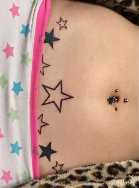 Star Womb Tattoo, Cutesy Tattoos, Tramp Stamps, Swirl Tattoo, Around The Fur, Funky Tattoos, Underboob Tattoo, Sharpie Tattoos, Sick Tattoo