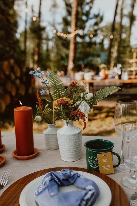 Adorably Elegant Camp Wedding | Junebug Weddings Mood Lighting Wedding, Elegant Camp Wedding, Camp Weekend Wedding, Boho Camp Wedding, Camping Inspired Wedding, Diy Camping Wedding, Camp Engagement Party, Outdoorsy Wedding Theme, Retro Camp Wedding