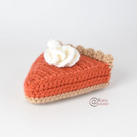 Free Crochet Pie Patterns, Crochet Swiss Cheese, Whipped Cream Crochet Pattern, Crochet Pumpkin Pie Slice, Crochet Pie Slice Free Pattern, Pumpkin Pie Amigurumi, Crochet Pumpkin Pie Slice Free Pattern, Crochet Pie Patterns, Crochet Pie Free Pattern