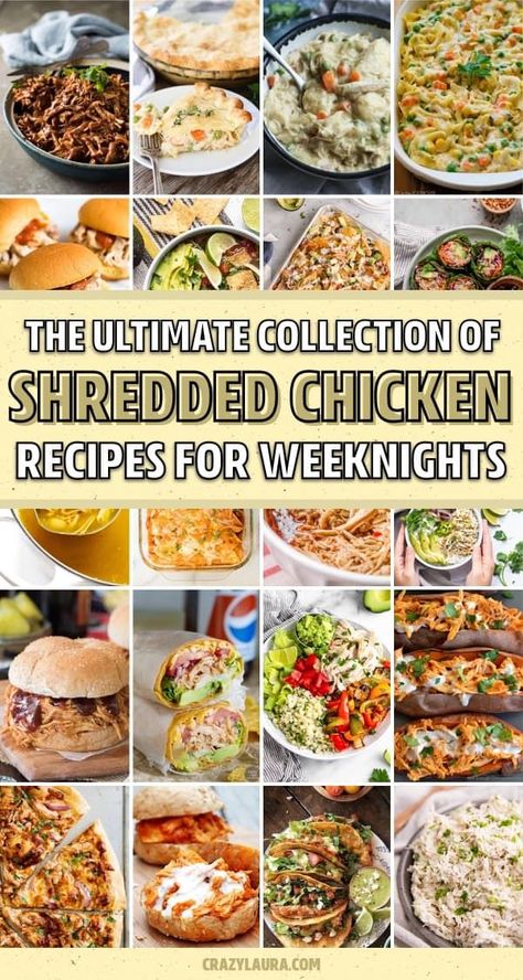 Check out the ultimate collection of shredded chicken recipe ideas with leftovers and more! #dinnerrecipe #shreddedchicken #chickenrecipe #chickendinner Shredded Chicken Recipe, Easy Banana Pudding Recipe, Easy Quinoa Salad, Homemade Banana Pudding Recipe, Tuna Casserole Easy, Crock Pot Pulled Pork Recipe, Roasted Red Pepper Soup, Easy Quinoa, Prime Rib Recipe