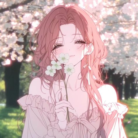 Anime Pink Hair Woman, Anime Flower Aesthetic, Pink Pfps Aesthetic, Pink Hair Anime Characters, Cute Pfp Pink, Aesthetic Pink Pfp, Pfp Aesthetic Pink, Pink Pfp Aesthetic, Pink Avatar