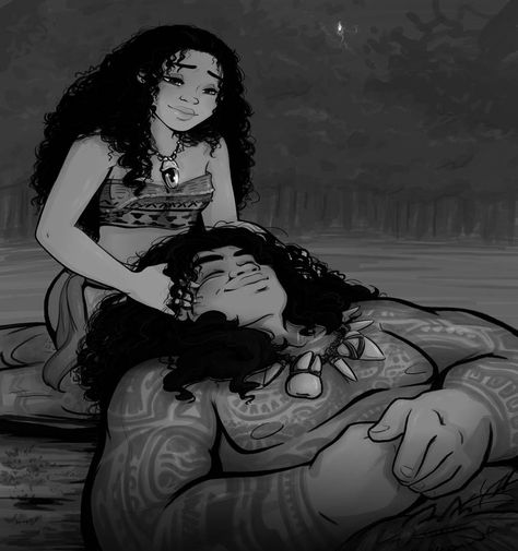 Moana And Maui Love Fanart, Moana X Maui Fanart, Maui X Moana Fanart, Moana Fanart, Didny Worl, Moana And Maui, Animated Couples, Disney Moana Art, Maui Moana