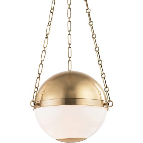 Brass Sphere Pendant | Hudson Valley Lighting | LuxDeco.com Mark D Sikes, Large Pendant Lighting, Brass Pendant Light, Traditional Lighting, Hudson Valley Lighting, Glass Diffuser, Small Pendant, Brass Pendant, Aged Brass