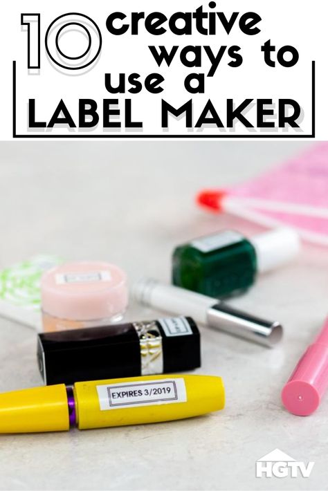 A label maker isn't just for office files. From meal prep to closet storage, get clever ideas for how to use a label maker and get organized in your home from HGTV.com. Uses For Label Maker, What To Label With Label Maker, Things To Label With Label Maker, Label Maker Uses, P Touch Label Ideas, Phomemo Label Ideas, Label Maker Ideas Organizing, Niimbot Label Ideas, Label Printer Ideas