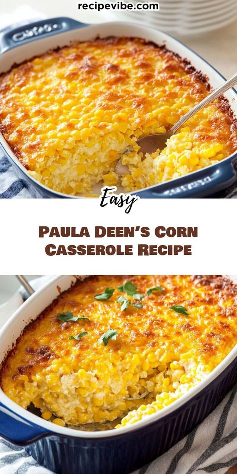 Craving a cozy and satisfying dish for your Christmas celebration? Paula Deen’s Corn Casserole Recipe is a must-try that brings joy to the holiday table. Save this delicious recipe for your next family gathering and make your Christmas dinner unforgettable! Pioneer Women Corn Casserole, Iowa Corn Casserole, Paula Dean Corn Casserole Crockpot, Southern Corn Recipes Side Dishes, Thanksgiving Southern Side Dishes, Corn Casserole For A Large Crowd, Corn Dishes For Christmas, Collard Casserole, Green Bean Corn Casserole