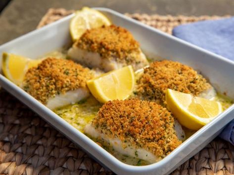 Scrod Recipe, Baked Scrod, Crumb Recipe, Ina Garten Recipes, Ceramic Baking Dish, Cod Recipes, Baked Fish, Just Cooking, Meatless Meals