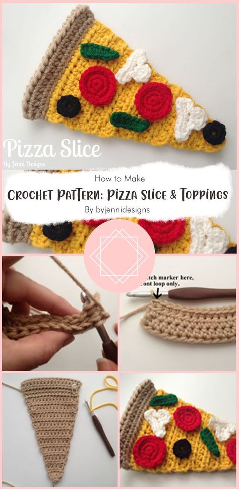 Crochet Pizza Toppings, Pizza Crochet Pattern Free, Crochet Pizza Free Pattern, Crochet Pizza Pattern, Crochet Pizza Slice Free Pattern, Pizza Crochet Pattern, Crochet Cheese Pattern Free, Crochet Pizza Slice, Crochet Play Food Free Pattern