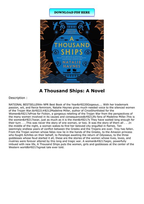 read a thousand ships: a novel A Thousand Ships, Natalie Haynes, A Feast For Crows, Fahrenheit 451, Ray Bradbury, A Novel, The Covenant, Study Guide, Book 1