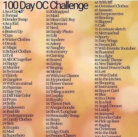 100 Day Oc Challenge, Oc Drawing Prompts, Day Oc Challenge, 30 Day Art Challenge, Art Journal Challenge, 30 Day Drawing Challenge, Draw Your Oc, Of Challenge, Oc Challenge