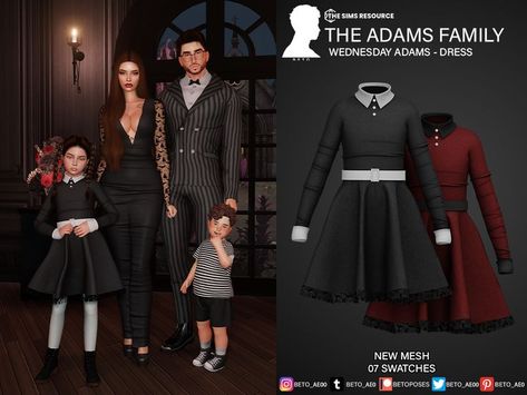 The Sims Resource - Sims 4 - Everyday - Beto_ae0 - female cc sims 4, clothing, the sims 4 - Child CC Sims 4 Addams Family Cc, Adams Family Gomez, Adams Family Morticia, Adams Family Wednesday, Gomez Adams, Sims 4 Skills, Sims 4 Vampire, The Addams Family Wednesday, Sims 4 Cc Goth