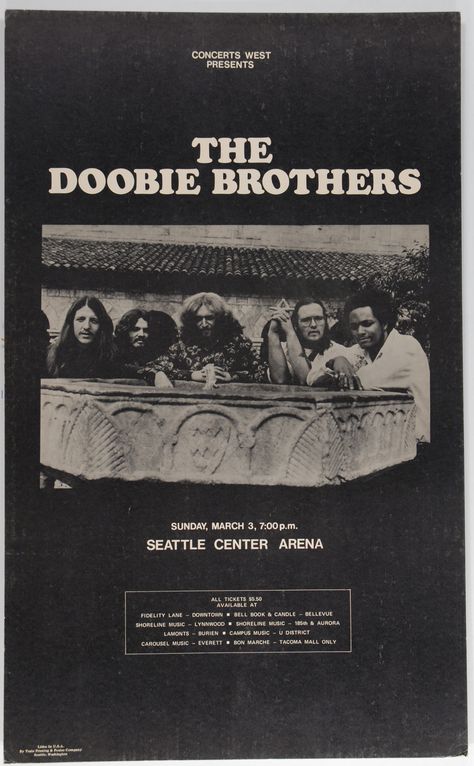 1970s Band Posters, 70s Music Posters Rock Bands, Seether Band Poster, The Doobie Brothers Poster, 1960s Band Posters, 70s Bands, 70s Rock Music, Vintage Music Art, Rock Concert Posters 1970s