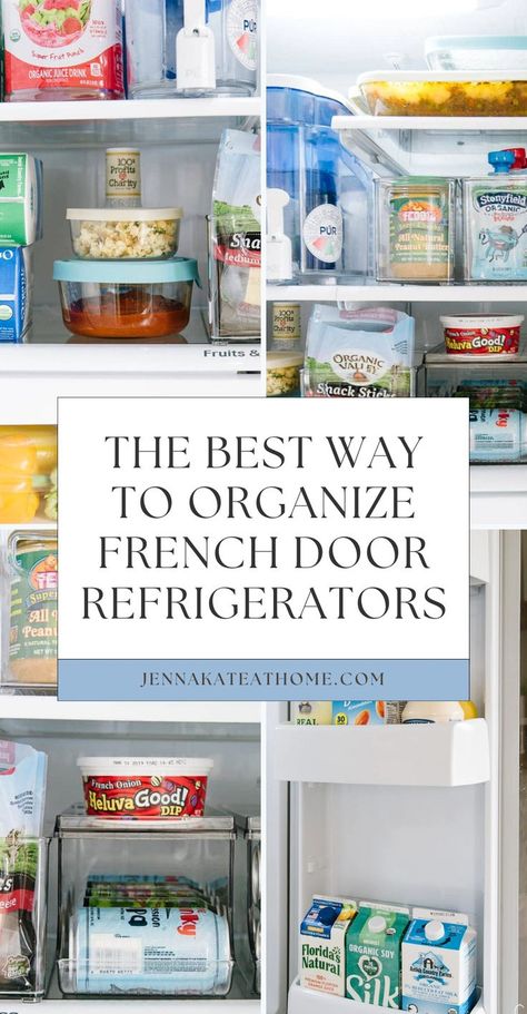 Want to know how to organize a french door refrigerator? Here’s how to organize your french door refrigerator with these simple french fridge organization tips. Discover practical refrigerator organization ideas and clever hacks to keep your fridge clean and tidy. These ideas are easy to implement and will make your life so much easier! French Door Refrigerator Organization, French Door Fridge Organization, French Fridge, Refrigerator Organization Ideas, Four Door Refrigerator, Butlers Pantry Ideas, Fridge French Door, Clean Fridge, Fridge Storage