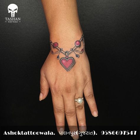 Memorial Bracelet Tattoos, Heart Hand Tattoos For Women, Tattoo Bracelets For Women, Heart Bracelet Tattoo, Charm Bracelet Tattoo For Women, Bracelets Tattoos For Women, Braclet Tattoo Ideas, Braclet Tattoo Women, Bracelet Tattoo Wrist