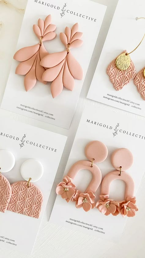 Diy Gifts To Sell, Clay Flower Jewelry, Jewelry Packaging Design, Diy Earrings Easy, Clay Jewelry Tutorials, Polymer Clay Flower Jewelry, Diy Earrings Polymer Clay, Polymer Clay Jewelry Tutorials, Earring Inspiration