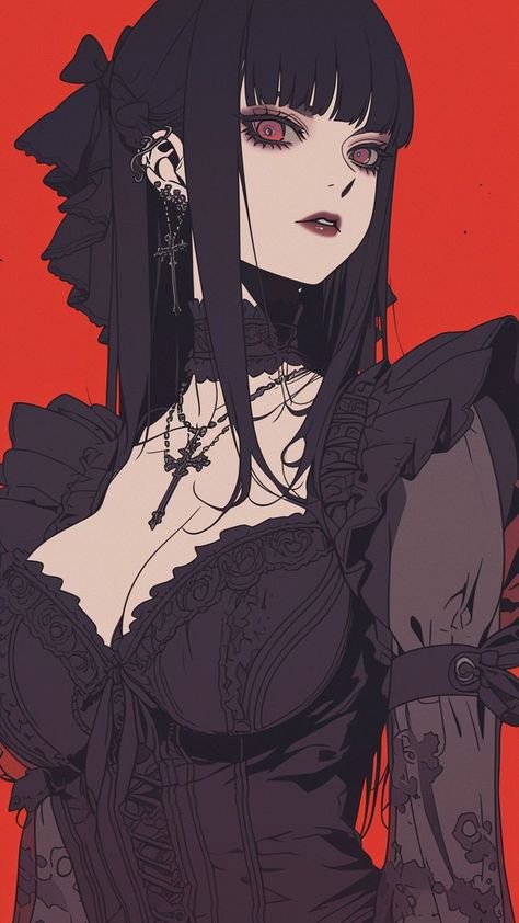 Horror Artwork Illustrations, 90s Anime Aesthetic, Vampire Drawings, Aesthetic Goth, Goth Girl, Gothic Anime, Beautiful Dark Art, Digital Art Anime, 90s Anime