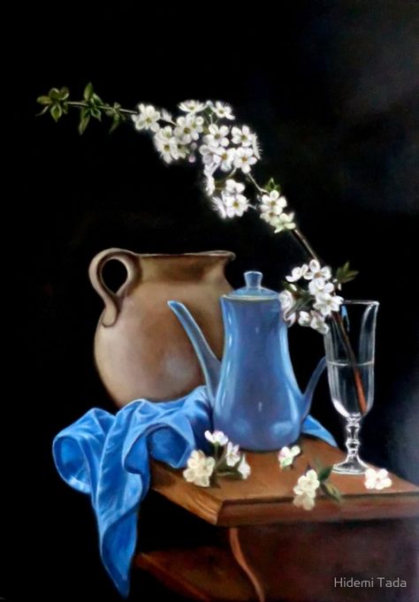 Pot Flowers, Moonlight Painting, Art Realism, Art Subject, Painting Still Life, Still Life Art, Photorealism, Online Painting, Still Life Painting