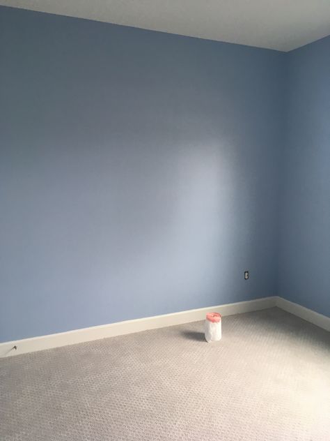 Sky Blue Walls Bedroom, Soft Blue Wall Paint, Wall Color Ideas Bedroom Aesthetic, Greyish Blue Wall Paint, Sherwin Williams Blissful Blue, Baby Blue Walls Bedroom Room Ideas, Blue Painted Walls Bedroom, Blue Wall Color Ideas, Baby Blue Accent Wall