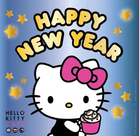 Hello Kitty New Year, Birthday Background Wallpaper, Hello Kitty Shoes, Happy New Year Wallpaper, Kitty Cafe, Happy Wallpaper, Hello Kitty Themes, Kitty Images, New Year Wallpaper