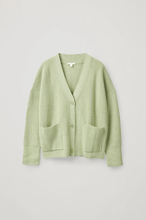 WOOL-MIX WORKWEAR-STYLE CARDIGAN - Light green - Cardigans - COS WW Pocket Cardigan, Green Cardigan, Workwear Fashion, Outwear Jackets, Modern Wardrobe, Style Cardigan, Knitwear Cardigan, Dream Clothes, Modern Fashion