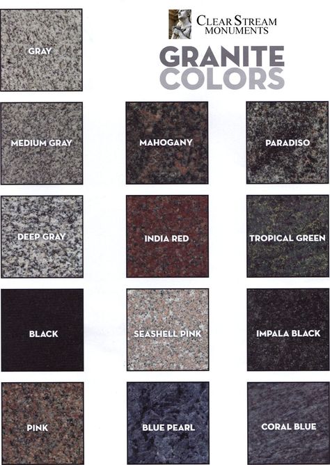 Headstone and Monument Granite Colors Monument Ideas, Granite Monuments, Granite Memorial, Grave Headstones, Memorial Markers, Granite Headstones, Grave Stones, Granite Colors, Grey Granite