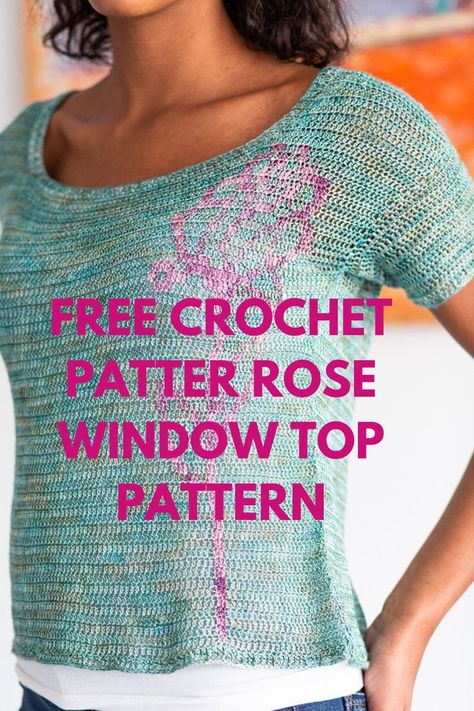 Crochet Short Sleeve Top Pattern, Crochet Outerwear, Short Sleeve Top Pattern, Crochet Short Sleeve, Crochet Tee, Knitting Clothes, Crochet Cardigan Pattern Free, Crochet Wearables, Rose Window