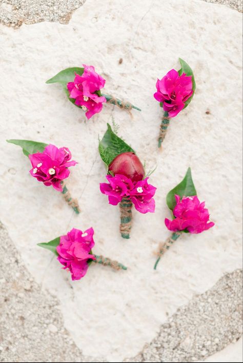 #buttonhole #fuschia #bougainvillea #peonies #wedding #kefalonia Bougainvillea Bridal Bouquet, Bugambilia Wedding Decor, Bouganvilla Flower Arrangement, Bougainvillea Boutonniere, Mediterranean Wedding Flowers, Bougainvillea Wedding Bouquet, Bugambilia Wedding, Fuschia Bouquet, Wedding Bougainvillea