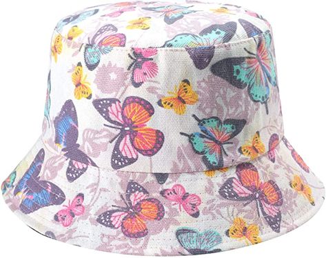 ZLYC Unisex Cute Print Bucket Hat Summer Fisherman Cap (Butterfly-White) at Amazon Women’s Clothing store Bucket Hat Summer, Hat Summer, Avocado Green, Bucket Hats, Butterfly Print, Amazon Women, Travel Bucket, Unique Print, Clothing Store