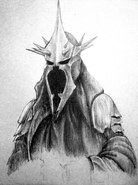 The Witch King of Angmar #lotr Lord Of The Rings Drawing, Tolkien Drawings, Rings Drawing, Tolkien Artwork, Witch King Of Angmar, Pencils Drawings, Lotr Tattoo, Elf Drawings, Witch King