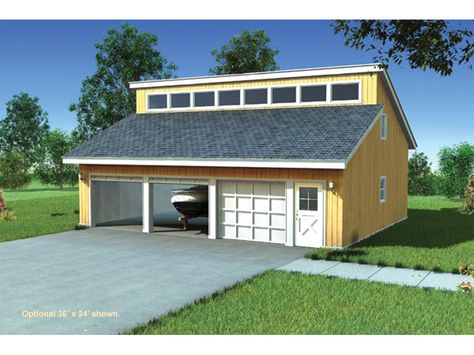 The Belmont Hill Clerestory Garage plan. See details for Plan 109D-6011. Garage Blueprints, Detached Garage Plans, Loft Garage, Slanted Roof, Garage Extension, Garage Plans With Loft, Garage Plans Detached, Garage Designs, Garage Loft