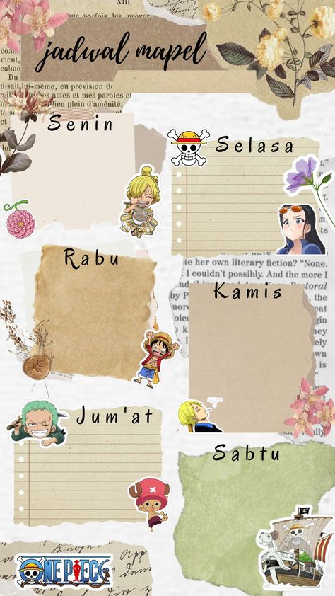 One Piece Schedule Template, One Peace, Schedule Template, Apa Aja, Literary Fiction, Anime Images, Attack On Titan, One Piece, Anime